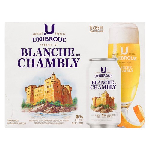 Unibroue Blanche De Chambly Beer 5% Alcohol 12 x 355 ml (cans)