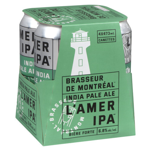 Brasseur De Montreal L'Amer IPA Beer 6.8% Alcohol 4 x 473 ml (cans)