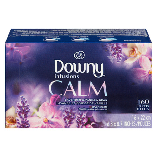 Downy Infusions Fabric Softener Sheets Calm Lavender & Vanilla Bean 160 Count