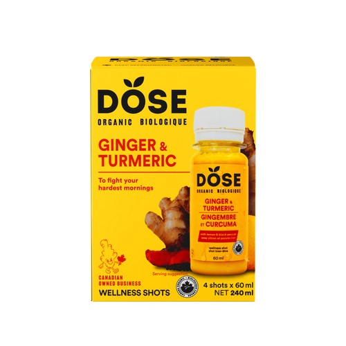 Dose Organic Shots Ginger & Turmeric 4 x 60 ml (bottles)
