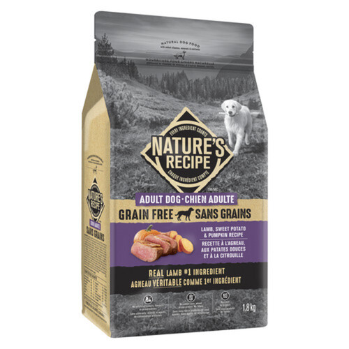 Nature's Recipe Grain Free Adult Dry Dog Food Real Lamb 1.8 kg