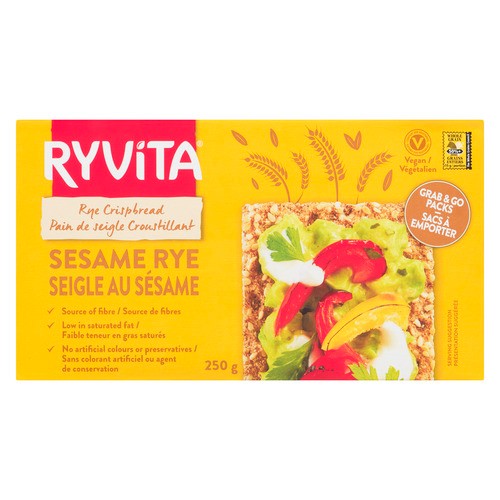 Ryvita Vegan Rye Crispbread Sesame Rye 250 g