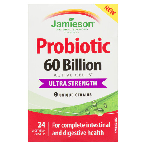 Jamieson Probiotic 60 Billion Ultra Strength Vegetarian Capsules 24 Count