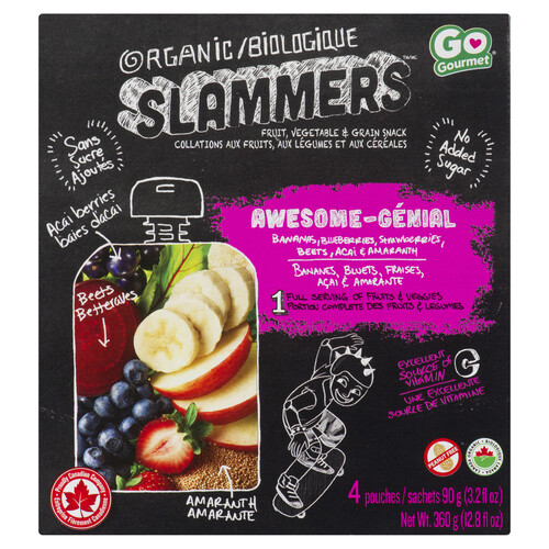 Baby Gourmet Organic Slammers Baby Snacks Awesome Acai Berry Apple 4 x 90 g