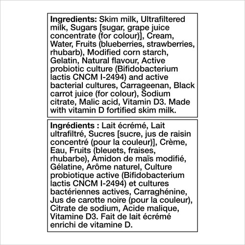 Activia 2.2% Probiotic Yogurt Blueberry & Strawberry-Rhubarb 8 x 100 ml