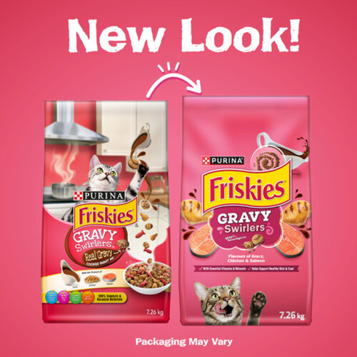 Friskies Gravy Swirlers Dry Cat Food Chicken And Salmon Flavours 7.26 kg