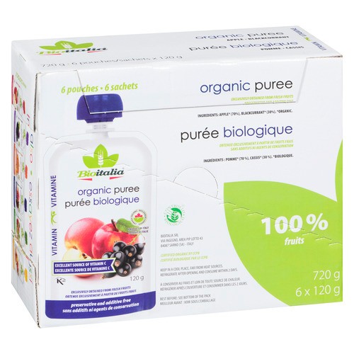Bioitalia Organic Puree Apple Black Currant  6 x 120 g