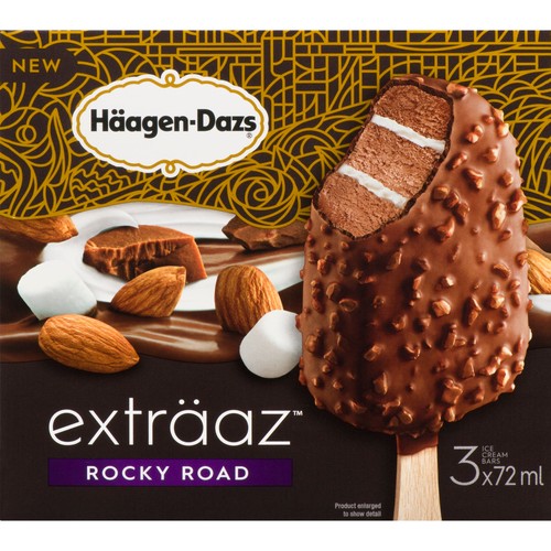 Häagen-Dazs Exträaz Ice Cream Bars Rocky Road 3 x 72 ml