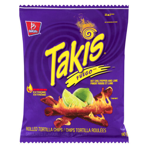 Takis Tortilla Chips Fuego Rolled Hot Chili Pepper And Lime 90 g