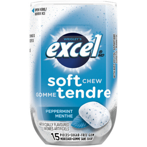 Excel Sugar Free Soft Chew Gum Peppermint 15 Pieces 1 Pack