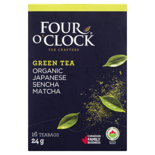 Four O'Clock Organic Green Tea Japanese Sencha Matcha 16 EA 