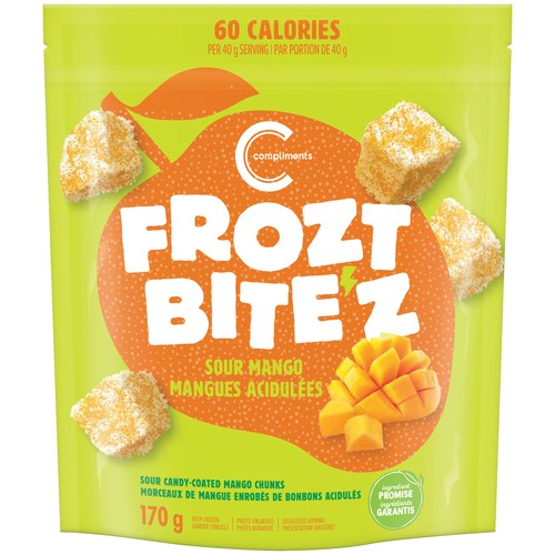 Compliments Frozt Bite'z Frozen Candy-Coated Mango Chunks Sour 170 g
