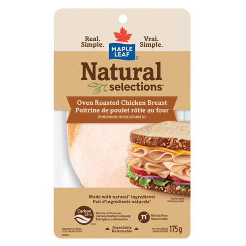 Maple Leaf Natural Selections Deli Sliced Chicken Breast Oven Roasted 175 g