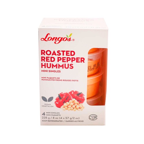 Longo's Hummus Roasted Red Pepper Mini 4 Pack 228 g