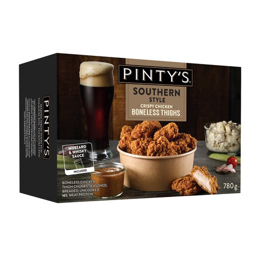 Pinty's Breaded Cooked Chicken Boneless Thigh Chunks Mustard & Whiskey Sauce 780 g (frozen)