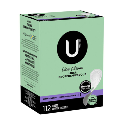 U By Kotex Clean & Secure Panty Liners Extra Coverage 112 Count