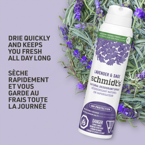 Schmidt's Natural Deodorant Spray For Women And Men Lavender & Sage 91 g