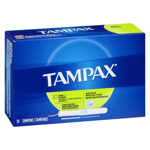 Tampax Backup Protection Super Tampons Unscented 10 Count