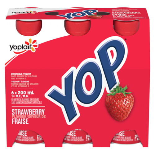 Yoplait Yop 1% Drinkable Yogurt Strawberry 6 x 200 ml