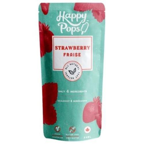 Happy Pops Vegan Frozen Ice Pop Strawberry Multipack 4 x 66 ml