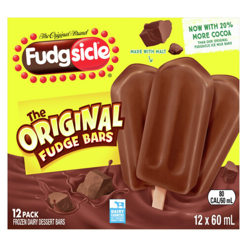 Popsicle Fudgsicle Frozen Dairy Dessert Bars Made With Malt And Cocoa 12 X 60 ml