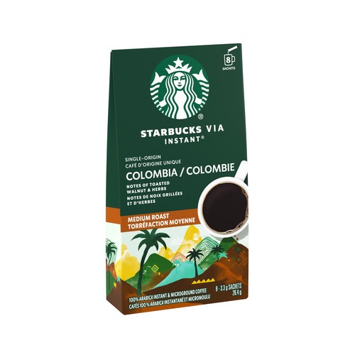 Starbucks Via Instant Colombia Medium Roast Coffee Packets 26.4 g