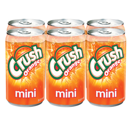 Crush Soft Drink Orange 6 x 222 ml (cans)