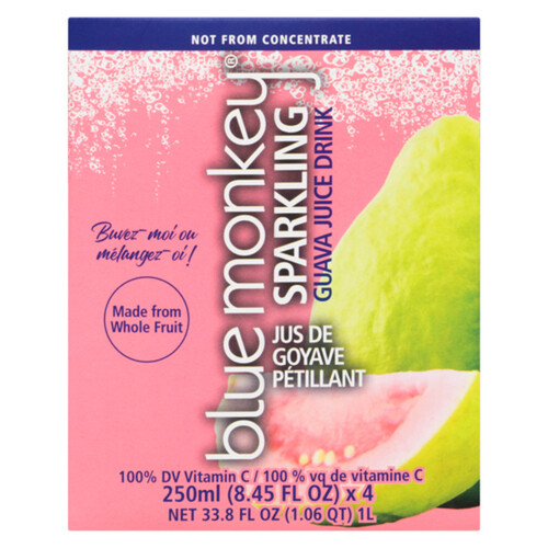 Blue Monkey Sparkling Juice Guava 4 x 250 ml (cans) Voilà Online Groceries & Offers