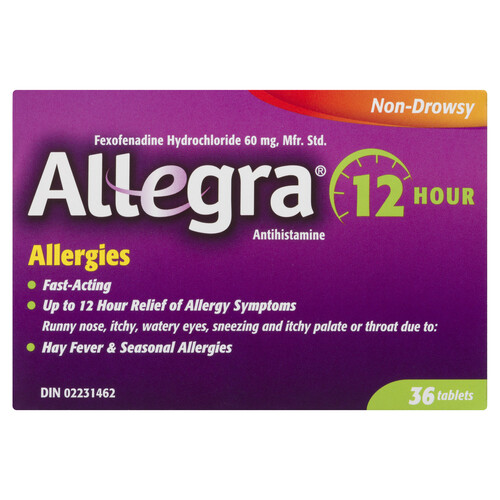 Allegra Allergy Relief 12 Hours Non Drowsy 60 mg Tablets 36 EA