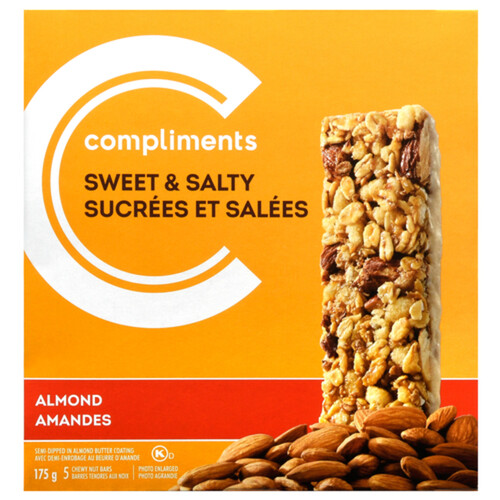 Compliments Chewy Nut Bars Almond Sweet & Salty 175 g