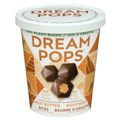 Dream Pops Plant Based Frozen Dessert Chocolate-Covered Peanut Butter Bites 118 ml