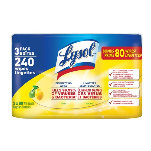 Lysol Disinfecting Wipes Citrus 3 x 80 EA
