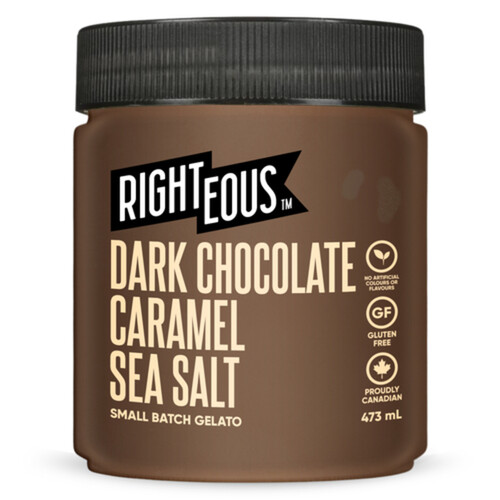 Righteous Frozen Gelato Dark Chocolate Caramel Sea Salt 473 ml