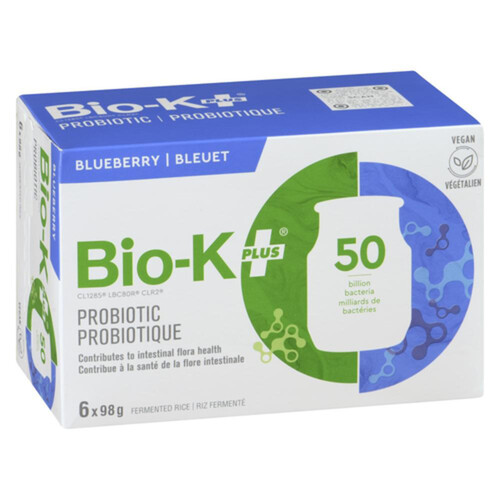 Bio-K Plus Gluten-Free Probiotic Fermented Rice Blueberry 6 x 98 g