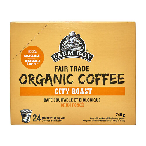 Farm Boy Organic Coffee City Roast 24 K-Cups 240 g