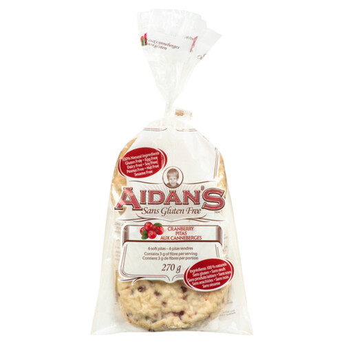 Aidan's Gluten-Free Pitas Cranberry 270 g (frozen)