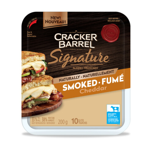 Cracker Barrel Signature Sliced Cheese Smoked Cheddar 10 Slices 200 g