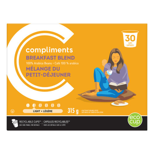 Compliments Coffee Pods Breakfast Blend Light Roast 30 Cups 315 g