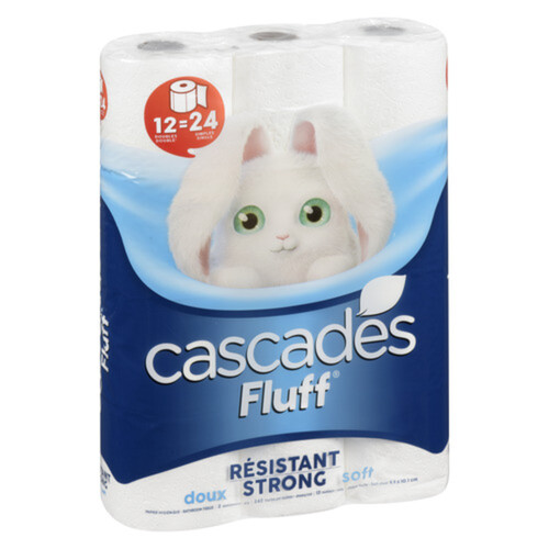 Cascades Toilet Paper Fluff Strong 2 Ply Double Rolls x 12 Sheets 