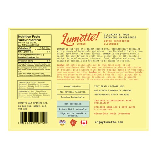 Lumette! Non Alcoholic Spirit Lumrum 375 ml (bottle)