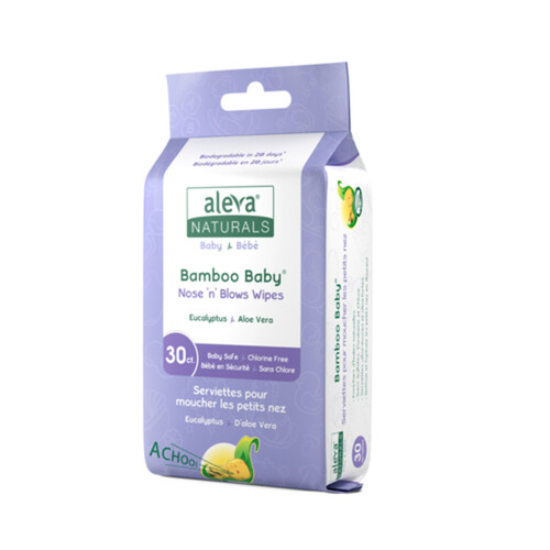 Aleva Naturals Bamboo Baby Wipes Nose 'n' Blows 30 Count