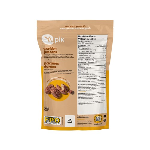 Yupik Snack Toasted Golden Pecans 142 g