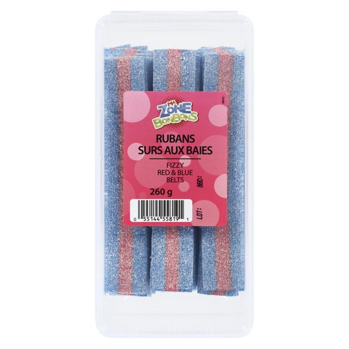 Les Aliments Johnvince Candy Fizzy Red & Blue Belts 260 g