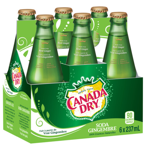 Canada Dry Soft Drink Ginger Ale 6 x 237 ml (bottles)