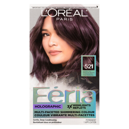 L'Oréal Hair Colour Féria Holographic 521 Medium Cool Iridescent Brown 1 Box