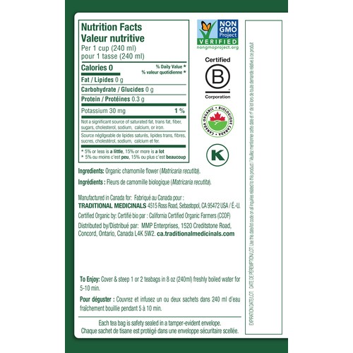 Traditional Medicinals Herbal Tea Chamomile 16 Tea Bags