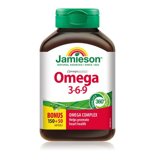 Jamieson Omega 3-6-9 Supplement Softgels Bonus 200 Count
