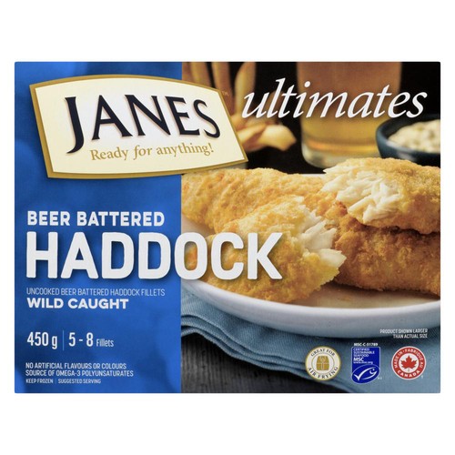 Janes Frozen Haddock Beer Battered 450 g