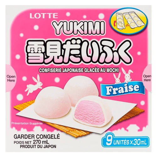 Lotte Yukimi Japanese Mochi Ice Cream Strawberry 9 x 30 ml