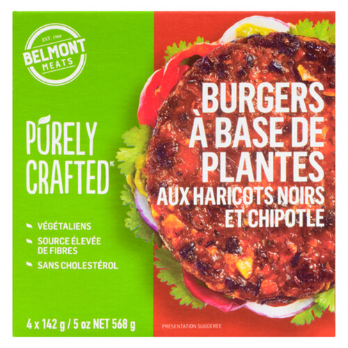 Pure Plant-Based Frozen Chipotle Black Beans Burger 568 g